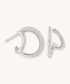 Astridandmiyu Illusion Crystal Hoops In Silver Best Sellers