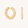 Astrid & Miyu Best Sellers Iridescent Crystal Hoops In Gold