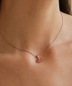 Astridandmiyu Iris Pendant Necklace In Rose Gold
