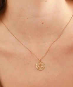Astrid & Miyu Libra Zodiac Pendant Necklace In Gold Zodiac Necklaces