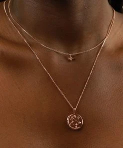 Astrid & Miyu Zodiac Necklaces Libra Zodiac Pendant Necklace In Rose Gold
