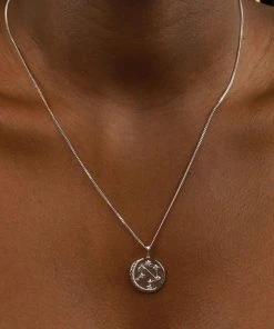 Astrid & Miyu Libra Zodiac Pendant Necklace In Silver
