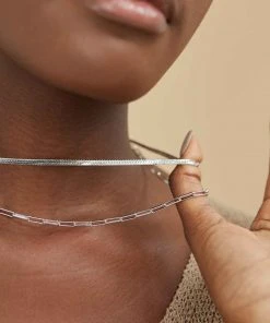 Astrid & Miyu Long Link Chain Necklace In Silver