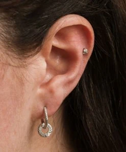 Astridandmiyu Sale Luminous Charm Hoops In Silver