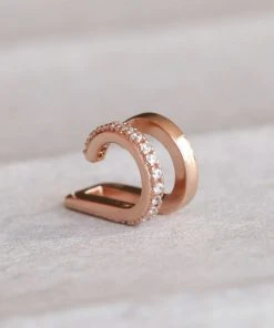 Astridandmiyu Mini Illusion Crystal Ear Cuff In Rose Gold Sale
