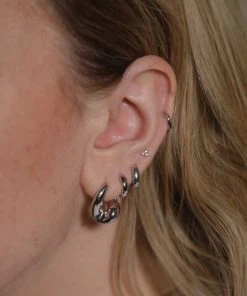 Astrid & Miyu Earrings Bold Huggies In Silver