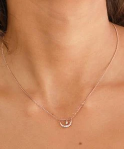 Astrid & Miyu Moon & Star Pendant Necklace In Rose Gold Sale