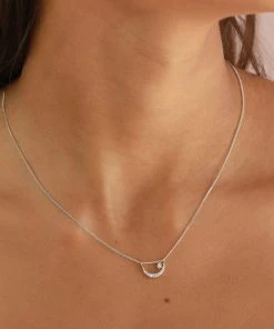 Astrid & Miyu Moon & Star Pendant Necklace In Silver Sale