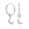 Astridandmiyu Mystic Moon Pendant Hoop Earrings In Silver