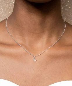 Astrid & Miyu Sale Mystic Moon Crystal Necklace In Silver