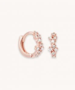 Astridandmiyu Earrings Mystic Gem Huggies In Rose Gold