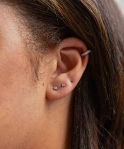 Astridandmiyu April Birthstone Stud Earrings In Silver With Clear CZ Birthstone Earrings