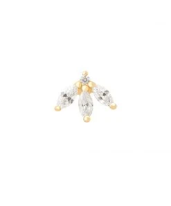 Astridandmiyu Navette Fan Barbell Earring In Gold