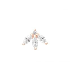 Astridandmiyu Earrings Navette Fan Barbell Earring In Rose Gold