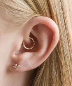 Astridandmiyu Navette Fan Barbell Earring In Gold