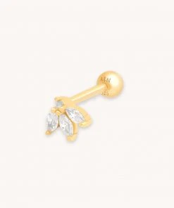 Astridandmiyu Navette Fan Barbell Earring In Gold
