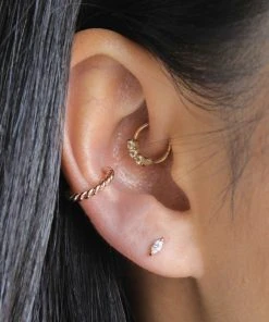 Astridandmiyu Navette Gem Stud Earrings In Rose Gold