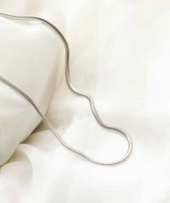 Astrid & Miyu Oval Snake Chain Necklace In Silver Necklaces