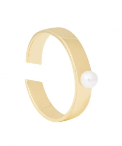 Astridandmiyu Pearl Signet Ring In Gold Sale
