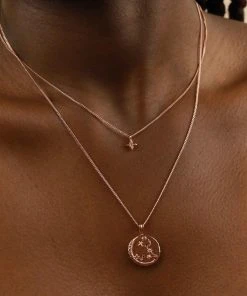Astrid & Miyu Pisces Zodiac Pendant Necklace In Rose Gold