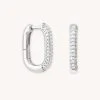 Astrid & Miyu Earrings Rectangular Glimmer Hoops In Silver 1 Astrid & Miyu Earrings Rectangular Glimmer Hoops In Silver