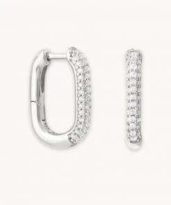 Astrid & Miyu Earrings Rectangular Glimmer Hoops In Silver