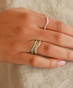 Astrid & Miyu Wave Crystal Ring In Gold 17 Astrid & Miyu Wave Crystal Ring In Gold