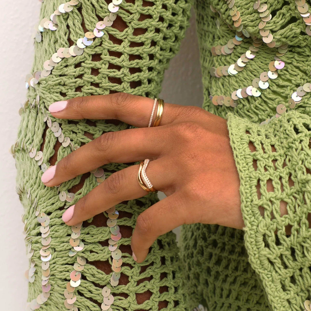 Astrid & Miyu Wave Crystal Ring In Gold 8 Astrid & Miyu Wave Crystal Ring In Gold