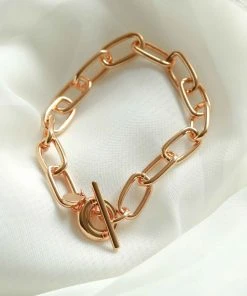 Astrid & Miyu Ripple T-Bar Chunky Bracelet In Gold Bracelets