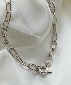 Astrid & Miyu Necklaces Ripple T-Bar Chunky Necklace In Silver