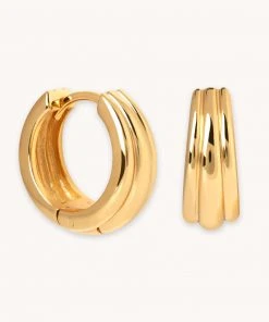 Astrid & Miyu Ripple Hoops In Gold Earrings