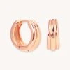 Astrid & Miyu Ripple Hoops In Rose Gold Earrings