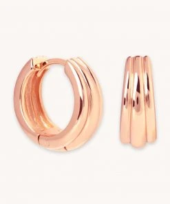 Astrid & Miyu Ripple Hoops In Rose Gold Earrings