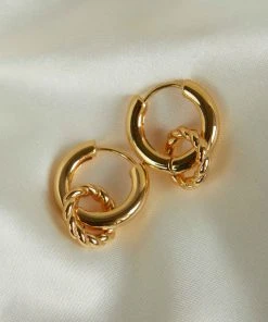 Astrid & Miyu Sale Rope Charm Hoops In Gold