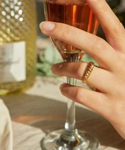 Astridandmiyu Rope Dome Ring In Gold