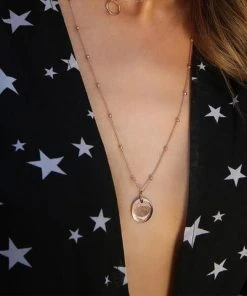 Astridandmiyu Basic Coin Necklace In Rose Gold