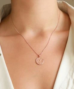 Astrid & Miyu Sagittarius Zodiac Pendant Necklace In Rose Gold Zodiac Necklaces