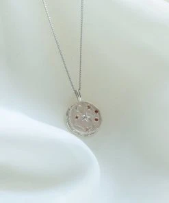 Astrid & Miyu Sagittarius Zodiac Pendant Necklace In Silver Zodiac Necklaces