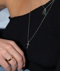 Astridandmiyu Boyfriend Cross Necklace In Silver