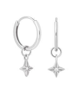 Astrid & Miyu Earrings Etched Star Hoops In Silver