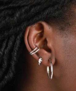 Astrid & Miyu Simple Hinge Large Hoops In Silver Earrings