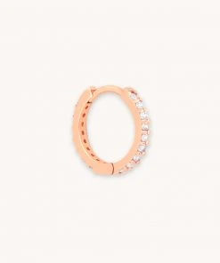 Astridandmiyu Earrings Single Dia Base Hoop In Rose Gold