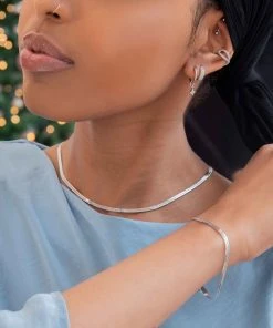 Astrid & Miyu Sale Snake Chain Bracelet In Silver