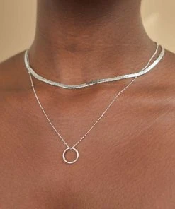 Astrid & Miyu Snake Chain Necklace In Silver Necklaces