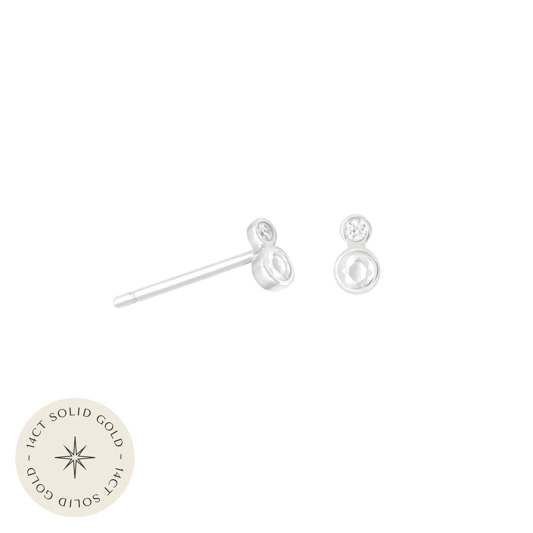 Astrid & Miyu Double Topaz Stud Earrings In Solid White Gold 3 Astrid & Miyu Double Topaz Stud Earrings In Solid White Gold