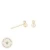 Astrid & Miyu Double Topaz Stud Earrings In Solid Gold