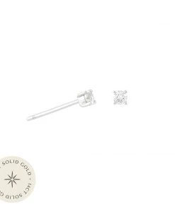 Astrid & Miyu Topaz Stud Earrings In Solid White Gold