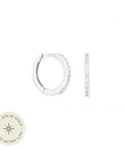 Astrid & Miyu Topaz Hoops In Solid White Gold Earrings