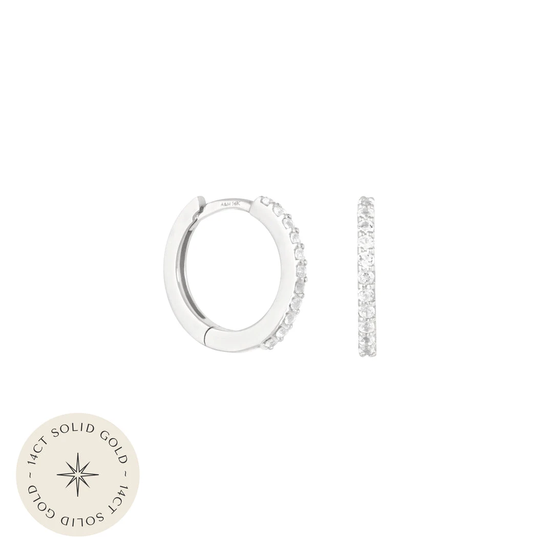Astrid & Miyu Topaz Hoops In Solid White Gold Earrings 3 Astrid & Miyu Topaz Hoops In Solid White Gold Earrings