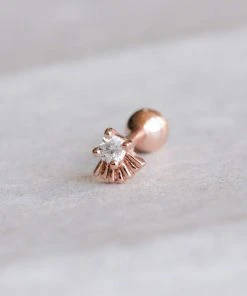 Astridandmiyu Sunbeam Crystal Barbell In Rose Gold Sale